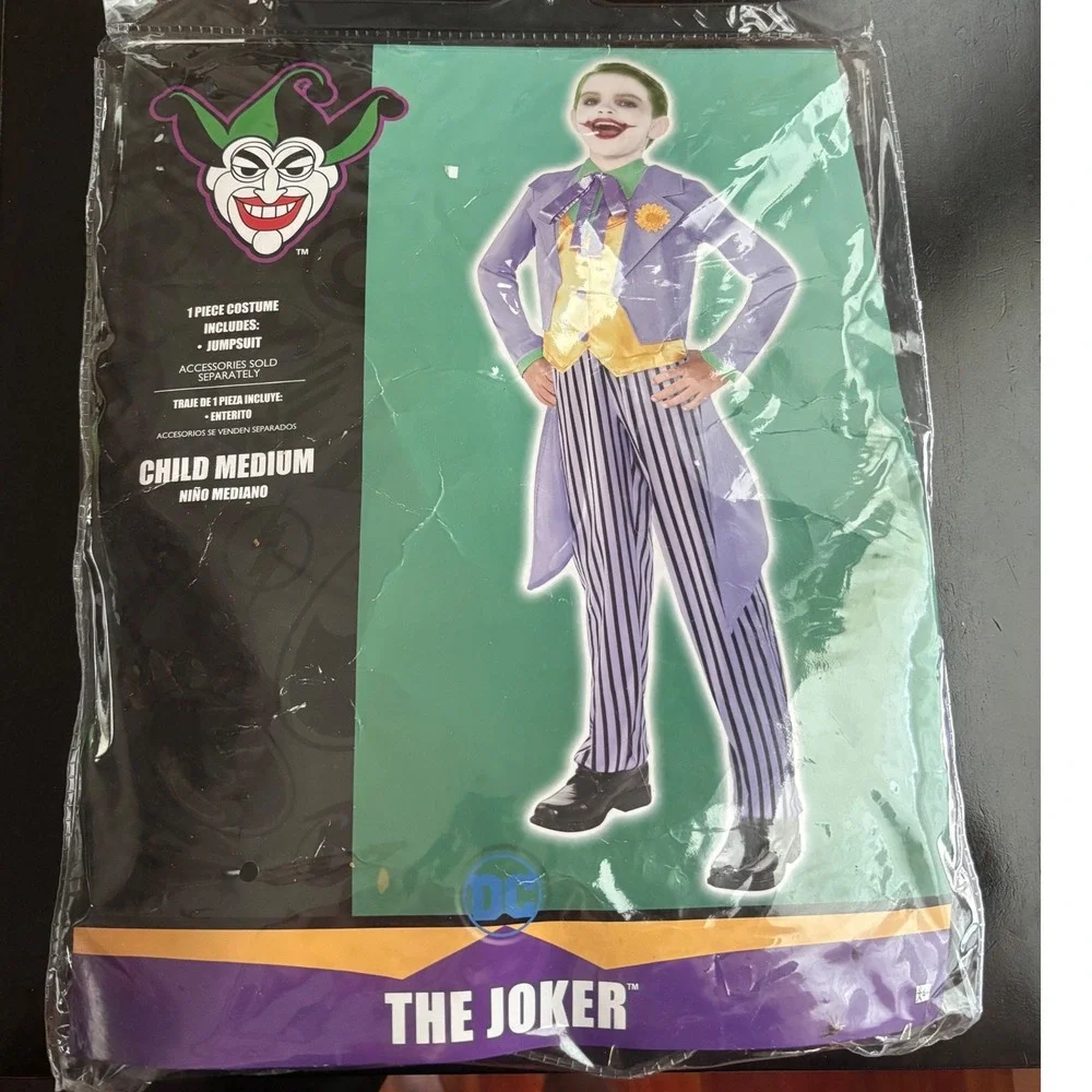 DC Comics The Joker Costume KidChild Medium 8-10 PurpleJumpsuit Halloween Outfit
